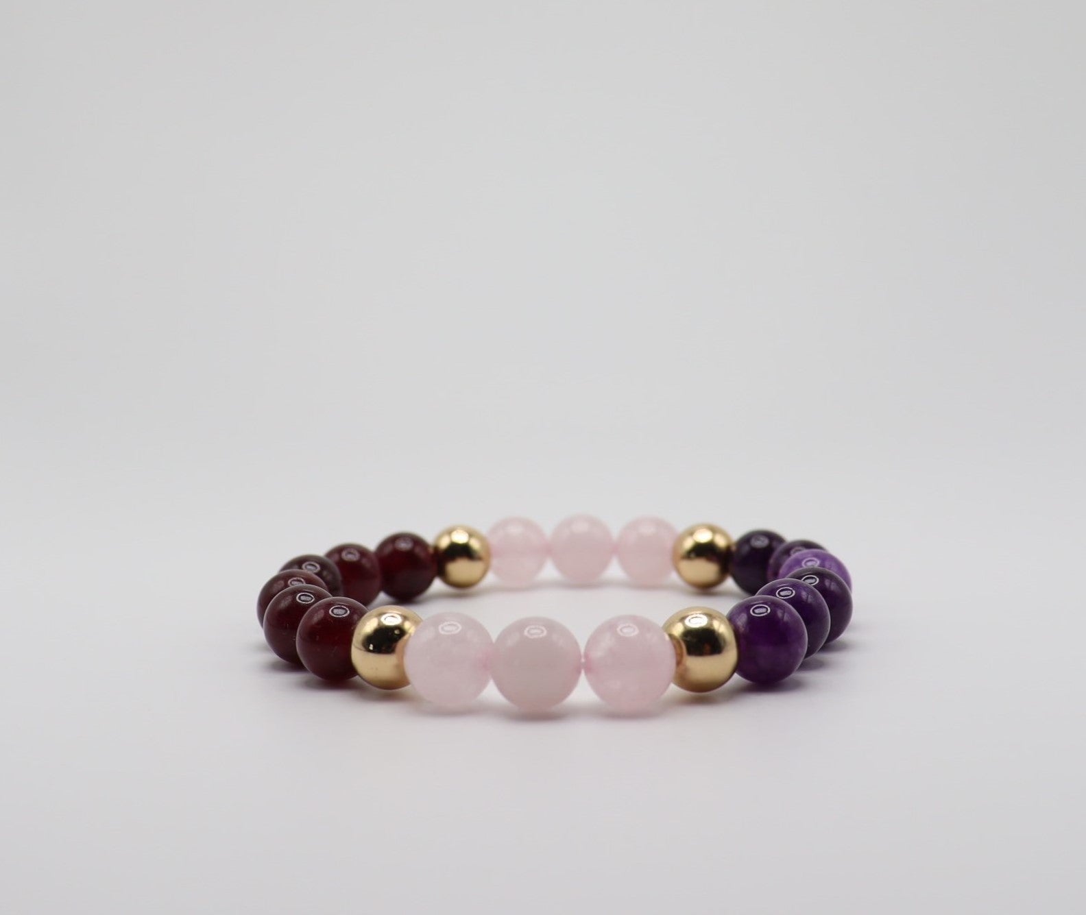 Rose Quartz, Amethyst, Red Garnet & Hematite Bracelet — Menopause Support Collection