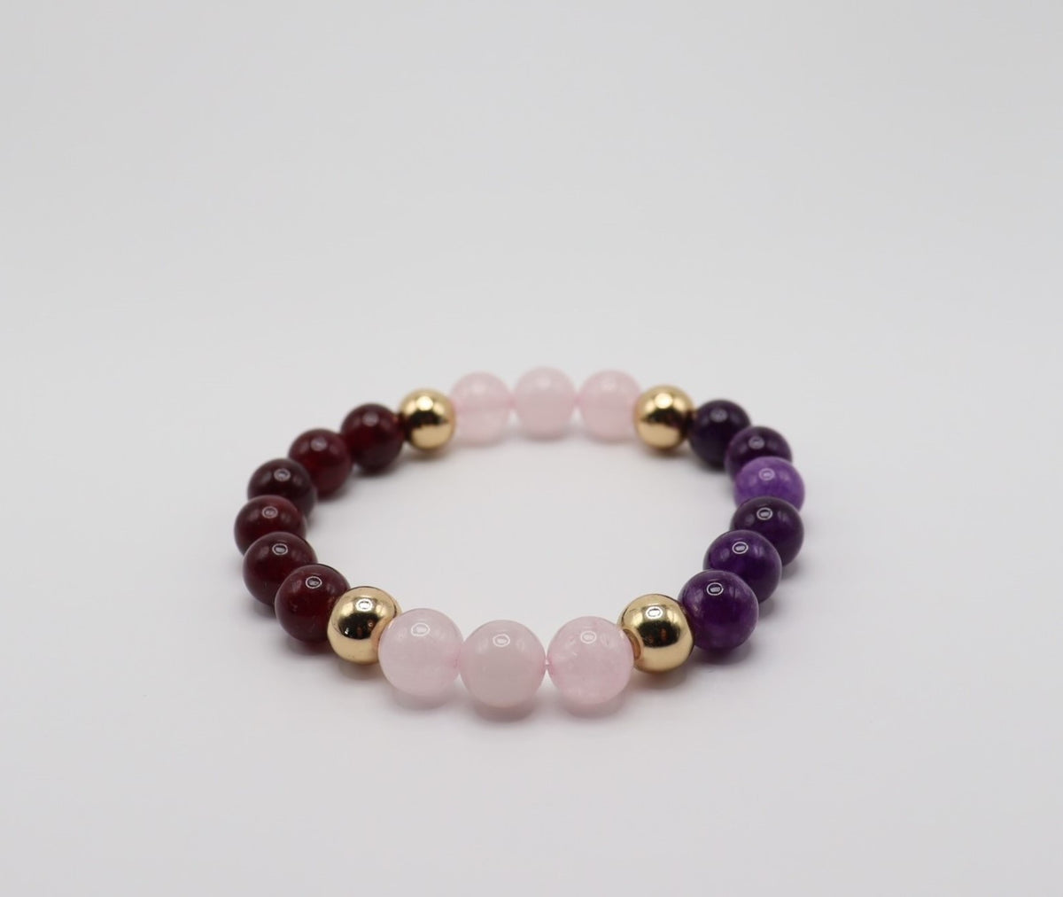 Rose Quartz, Amethyst, Red Garnet & Hematite Bracelet — Menopause Support Collection