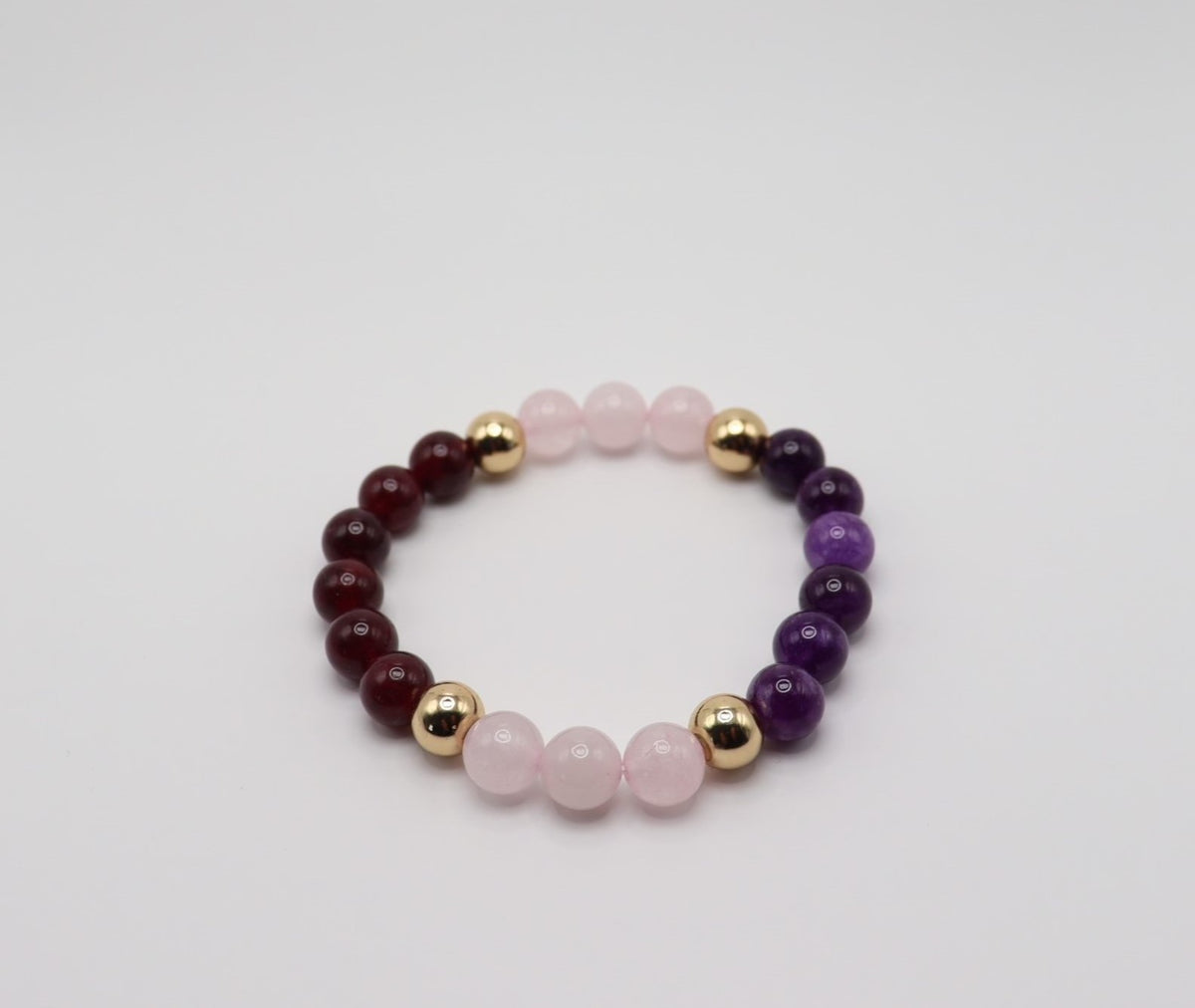 Rose Quartz, Amethyst, Red Garnet & Hematite Bracelet — Menopause Support Collection