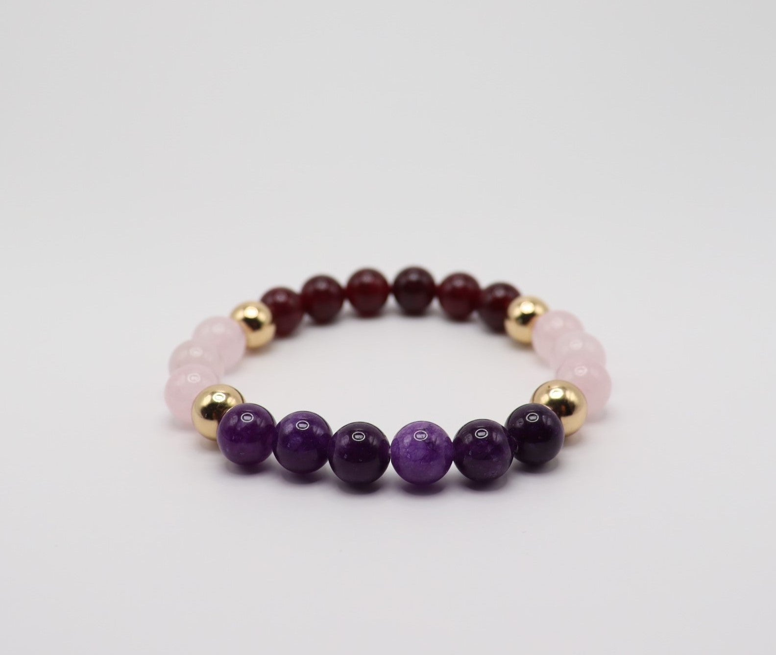 Rose Quartz, Amethyst, Red Garnet & Hematite Bracelet — Menopause Support Collection