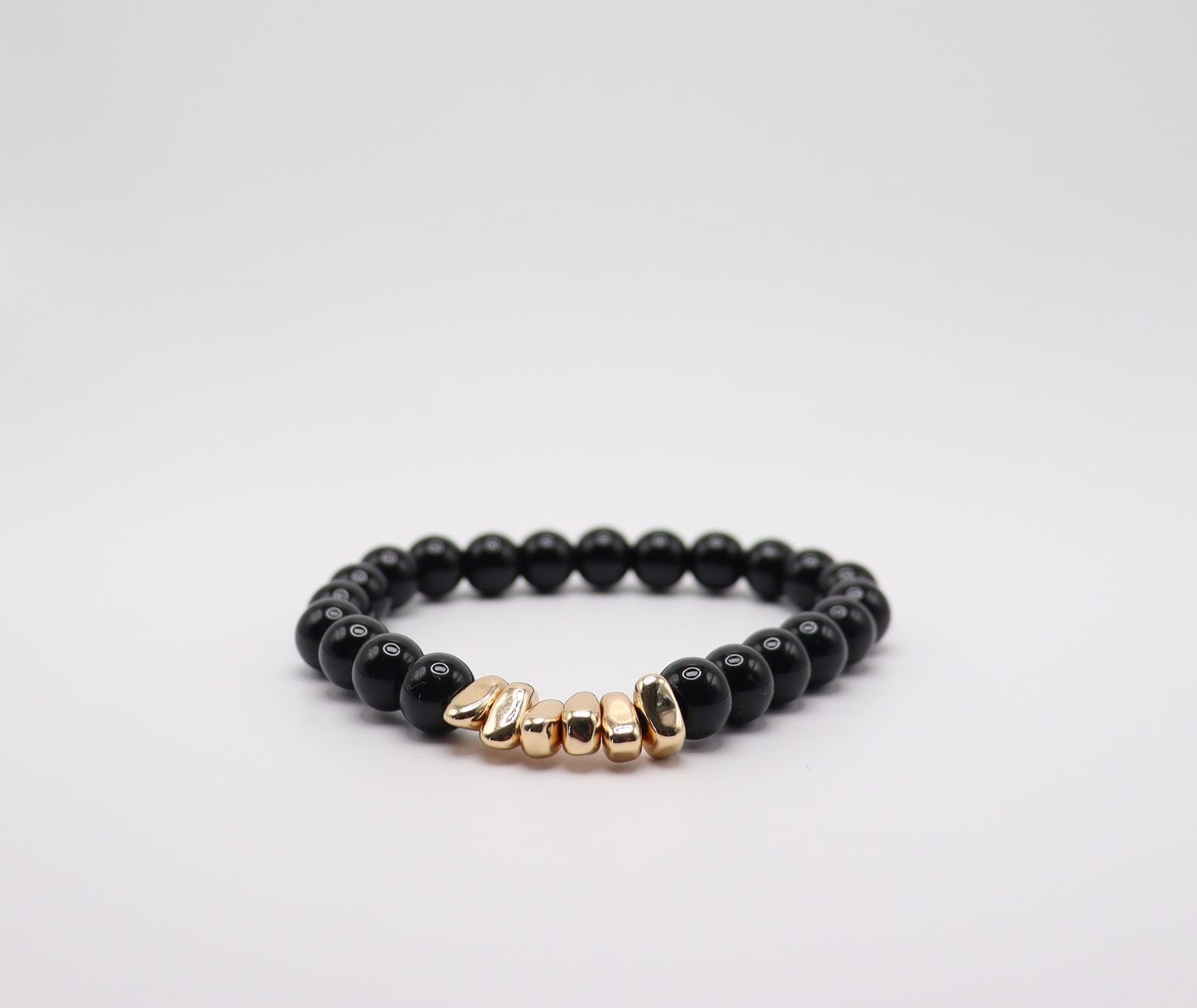 Black Obsidian & Gold Hematite Bracelet