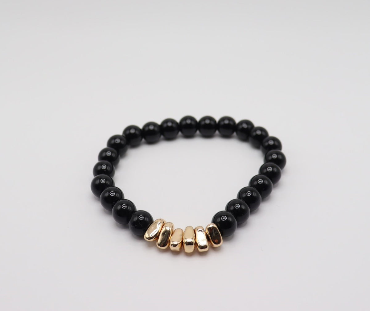 Black Obsidian & Gold Hematite Bracelet
