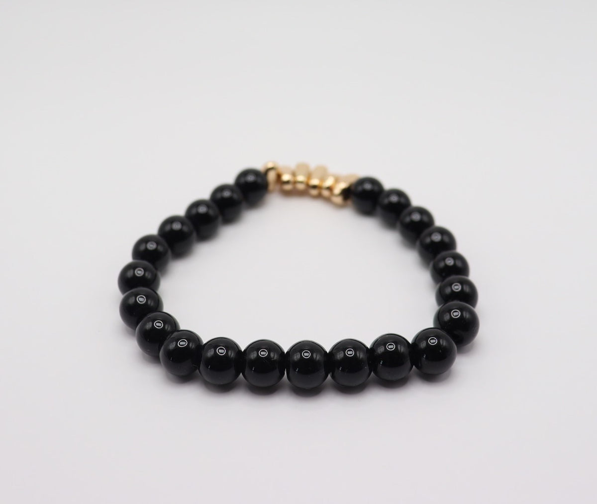 Black Obsidian & Gold Hematite Bracelet