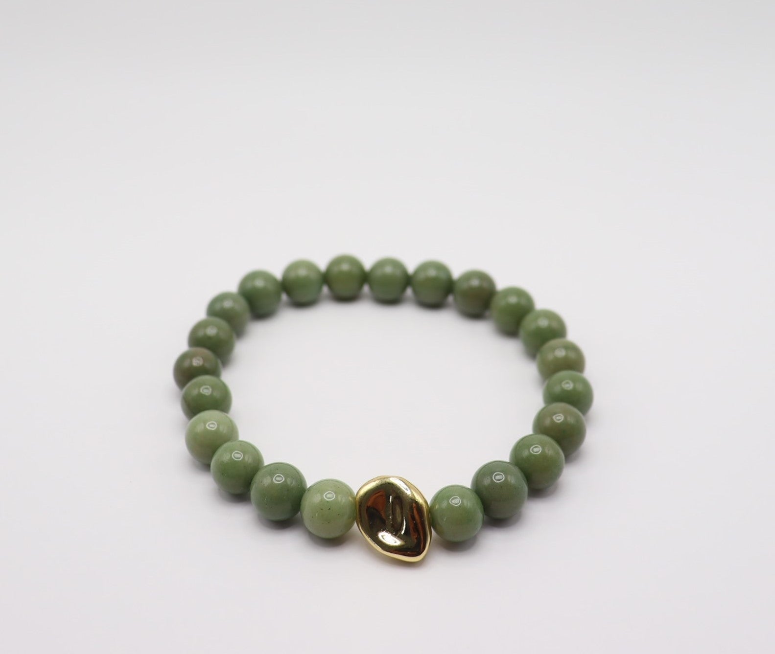 Avocado Green Chalcedony & Gold Hematite Bracelet