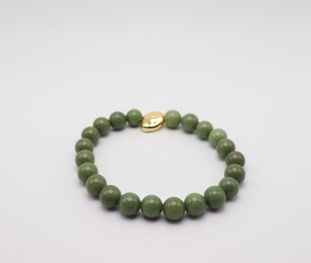 Avocado Green Chalcedony & Gold Hematite Bracelet