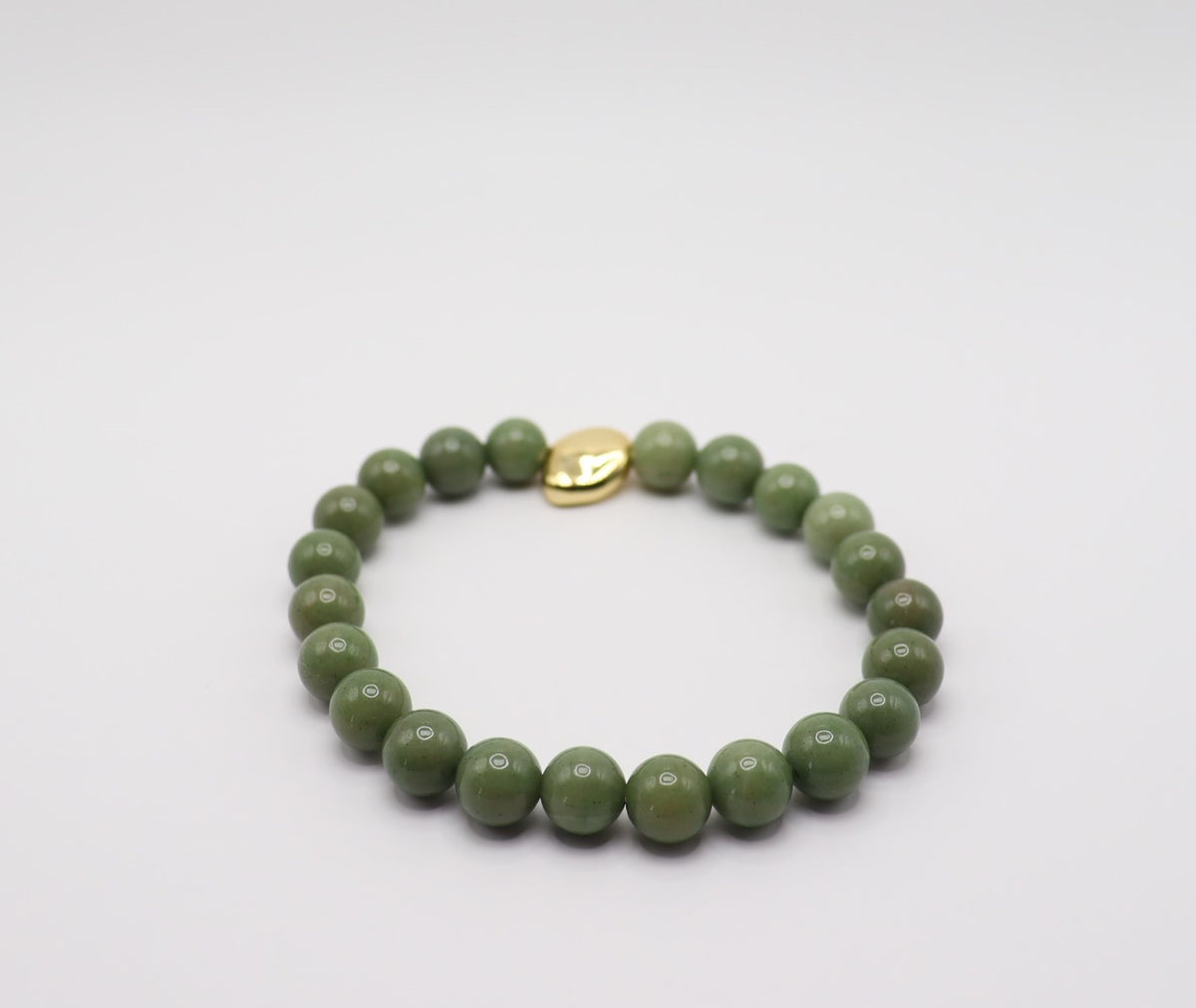 Avocado Green Chalcedony & Gold Hematite Bracelet