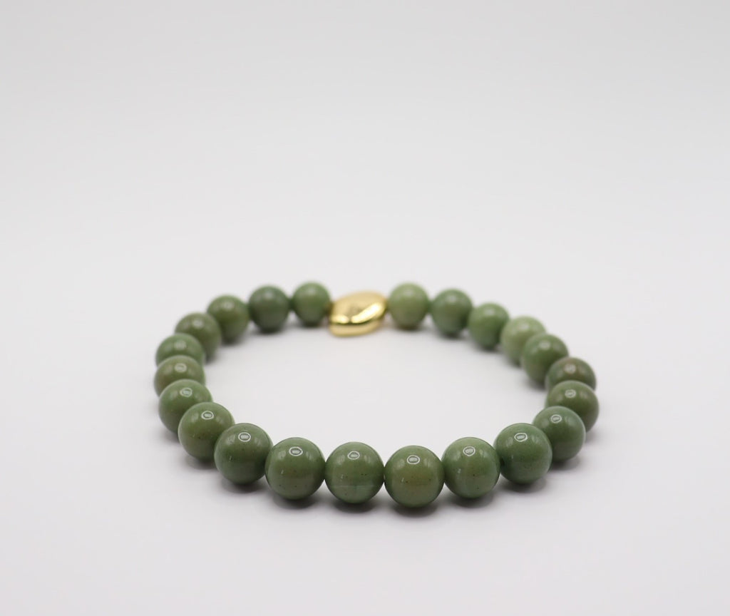 Avocado Green Chalcedony & Gold Hematite Bracelet