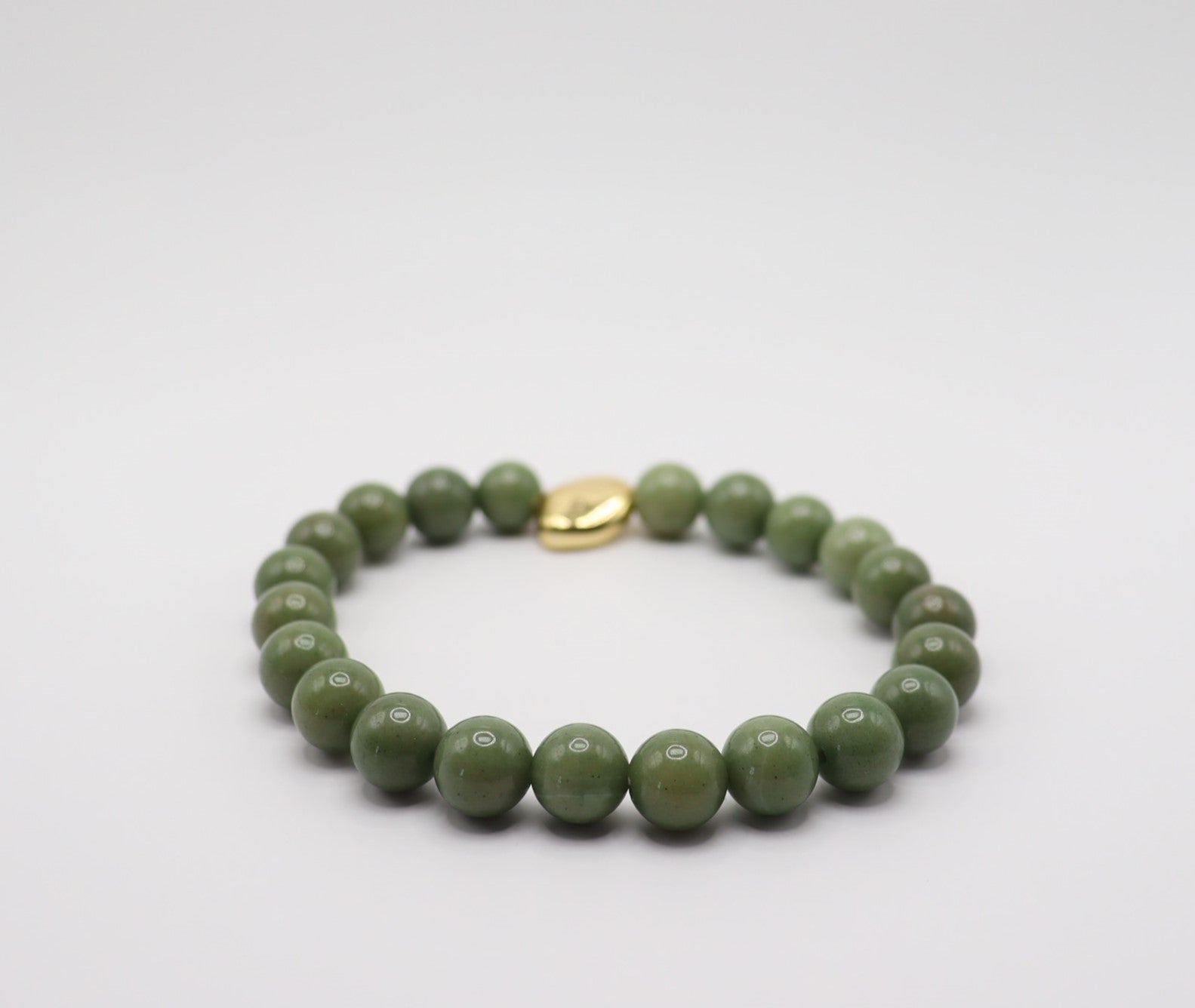 Avocado Green Chalcedony & Gold Hematite Bracelet