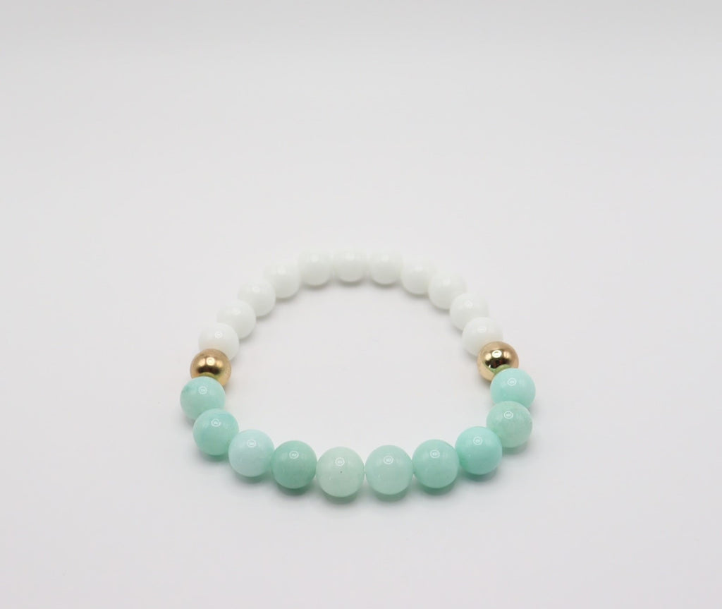 Aventurine, White Chalcedony & Gold Hematite Bracelet