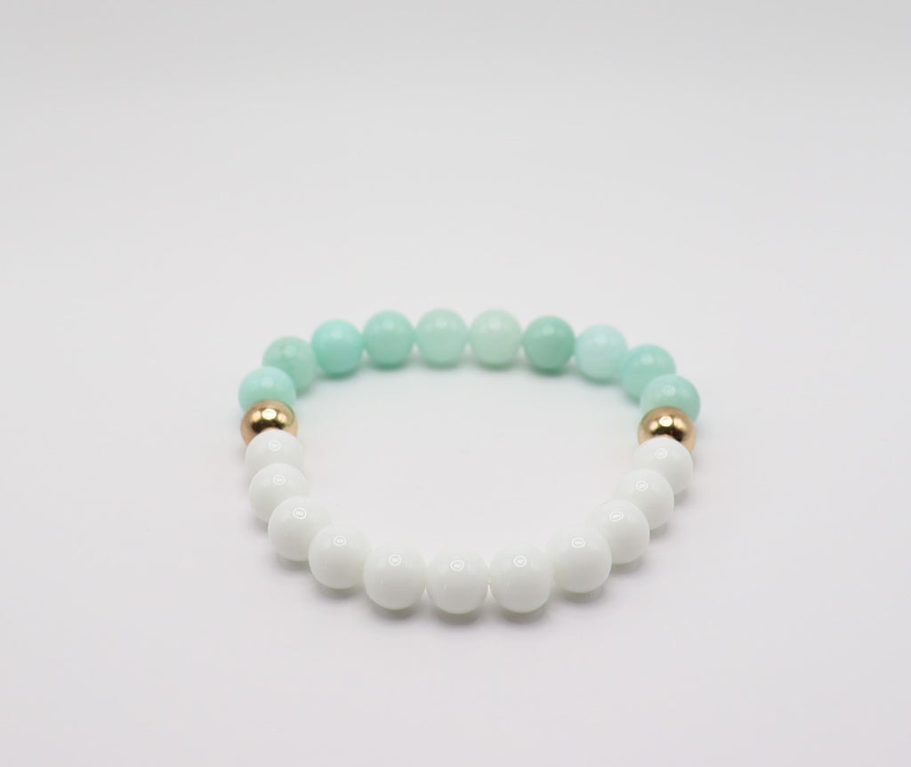 Aventurine, White Chalcedony & Gold Hematite Bracelet