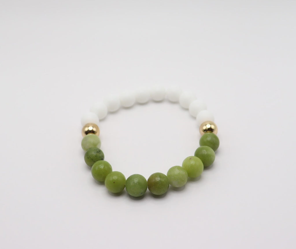 Jade, White Onyx and Hematite Bracelet
