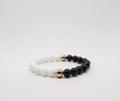 Black Obsidian, White Chalcedony & Gold Hematite Bracelet