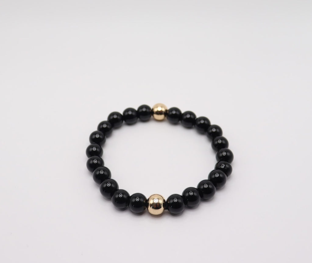 Black Obsidian & Gold Hematite Bracelet