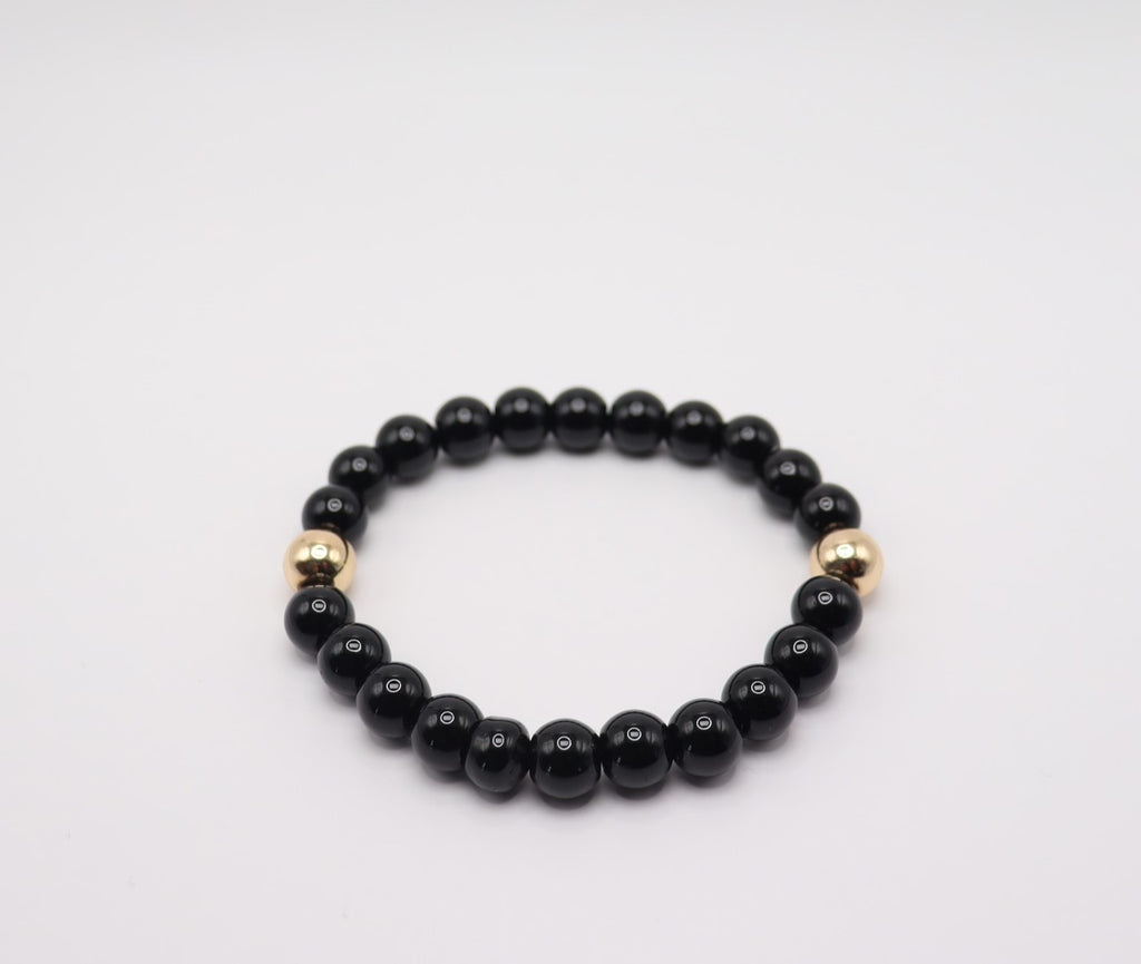 Black Obsidian & Gold Hematite Bracelet