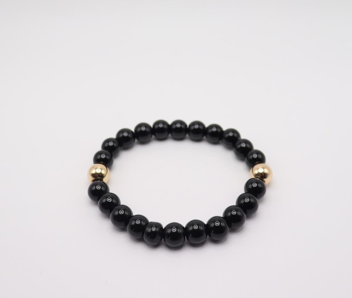 Black Obsidian & Gold Hematite Bracelet