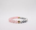 Pink Rose Quartz, White Howlite & Gold Hematite Bracelet