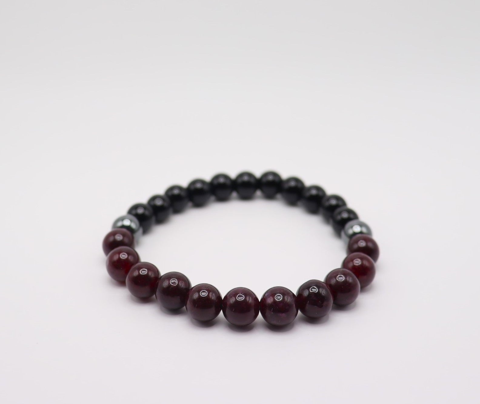 Red Garnet, Black Obsidian & Hematite Bracelet
