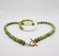 Jade, Freshwater Pearl, White Onyx & Gold Hematite — Necklace and Bracelet Set