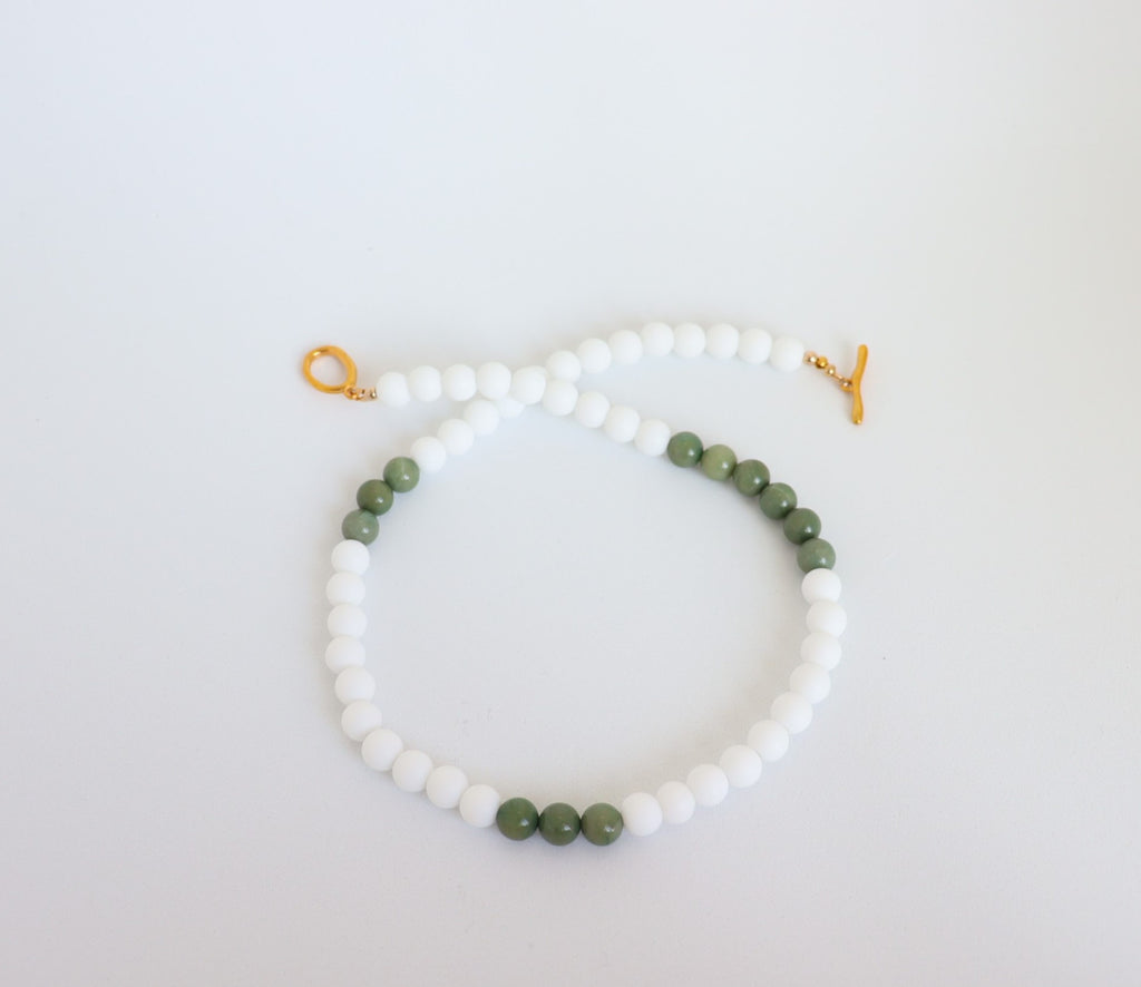 White Onyx & Avocado Chalcedony Necklace