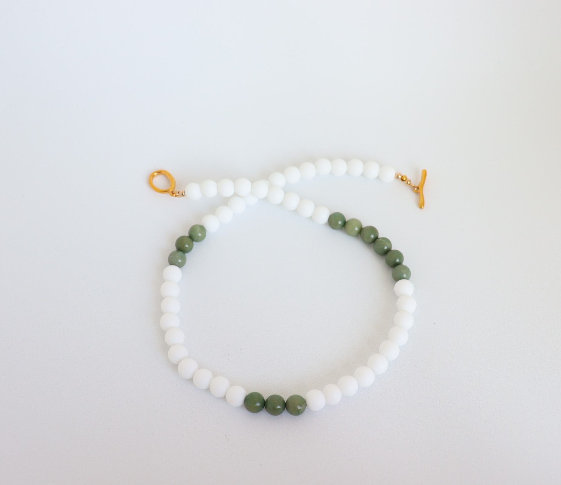 White Onyx & Avocado Chalcedony Necklace