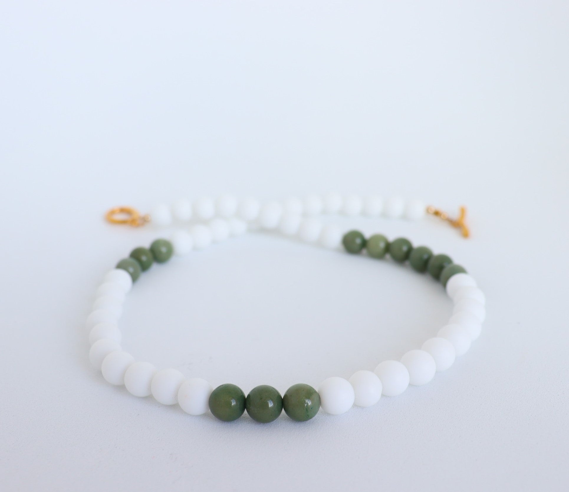 White Onyx & Avocado Chalcedony Necklace