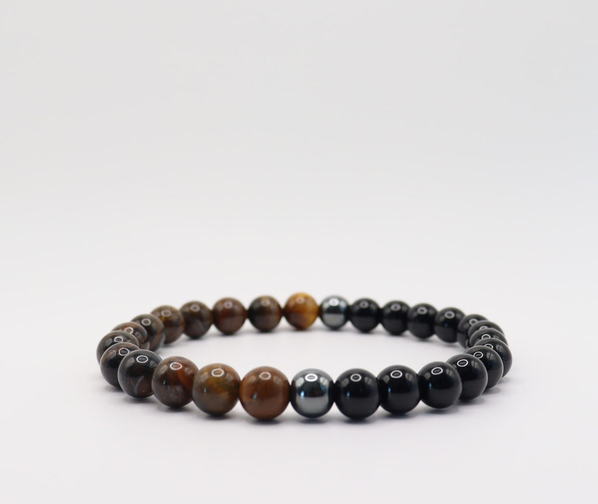 Tiger's Eye, Black Obsidian & Hematite Bracelet Mens