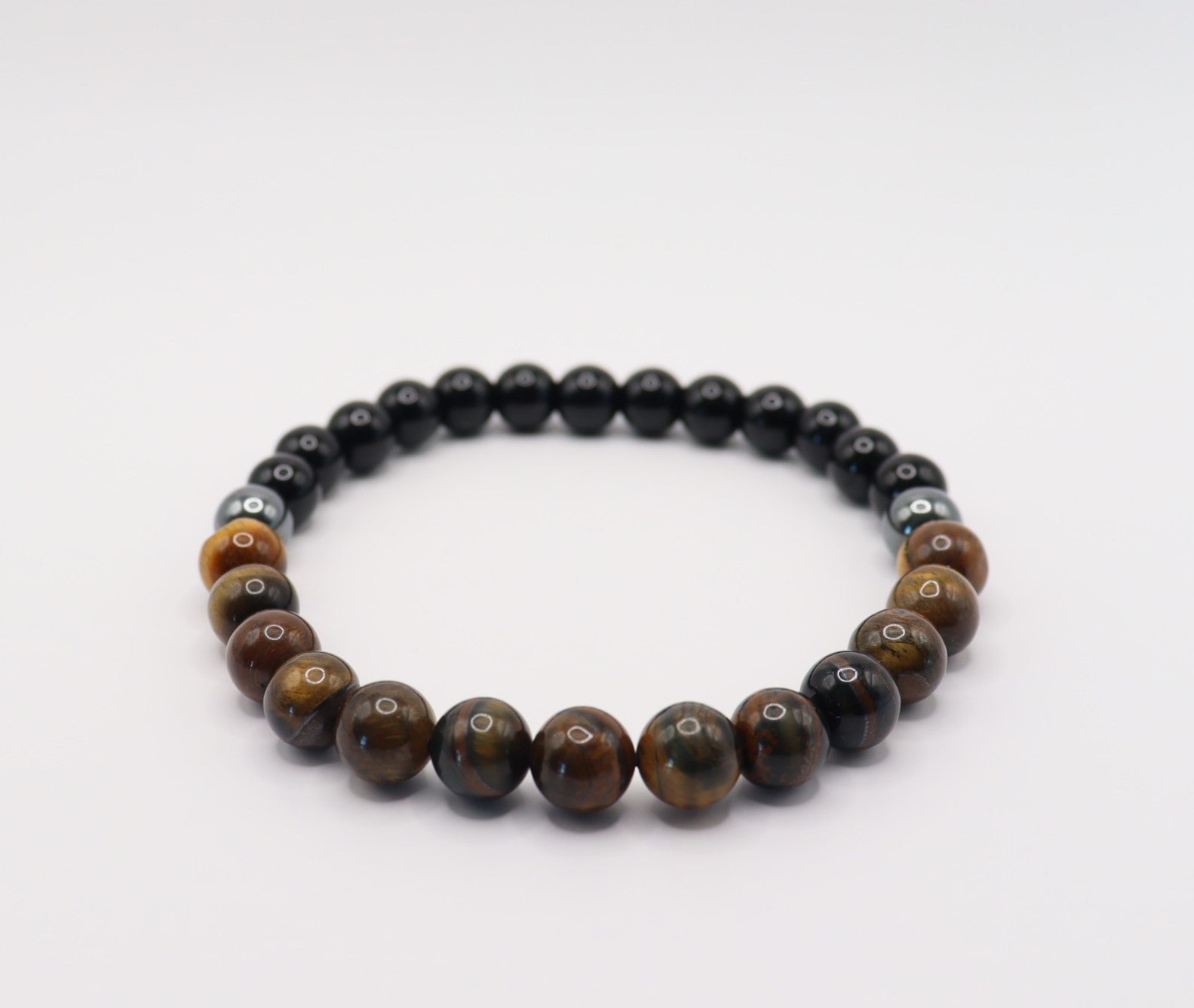 Tiger's Eye, Black Obsidian & Hematite Bracelet Mens