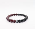 Red Garnet, Black Obsidian & Hematite Bracelet Mens