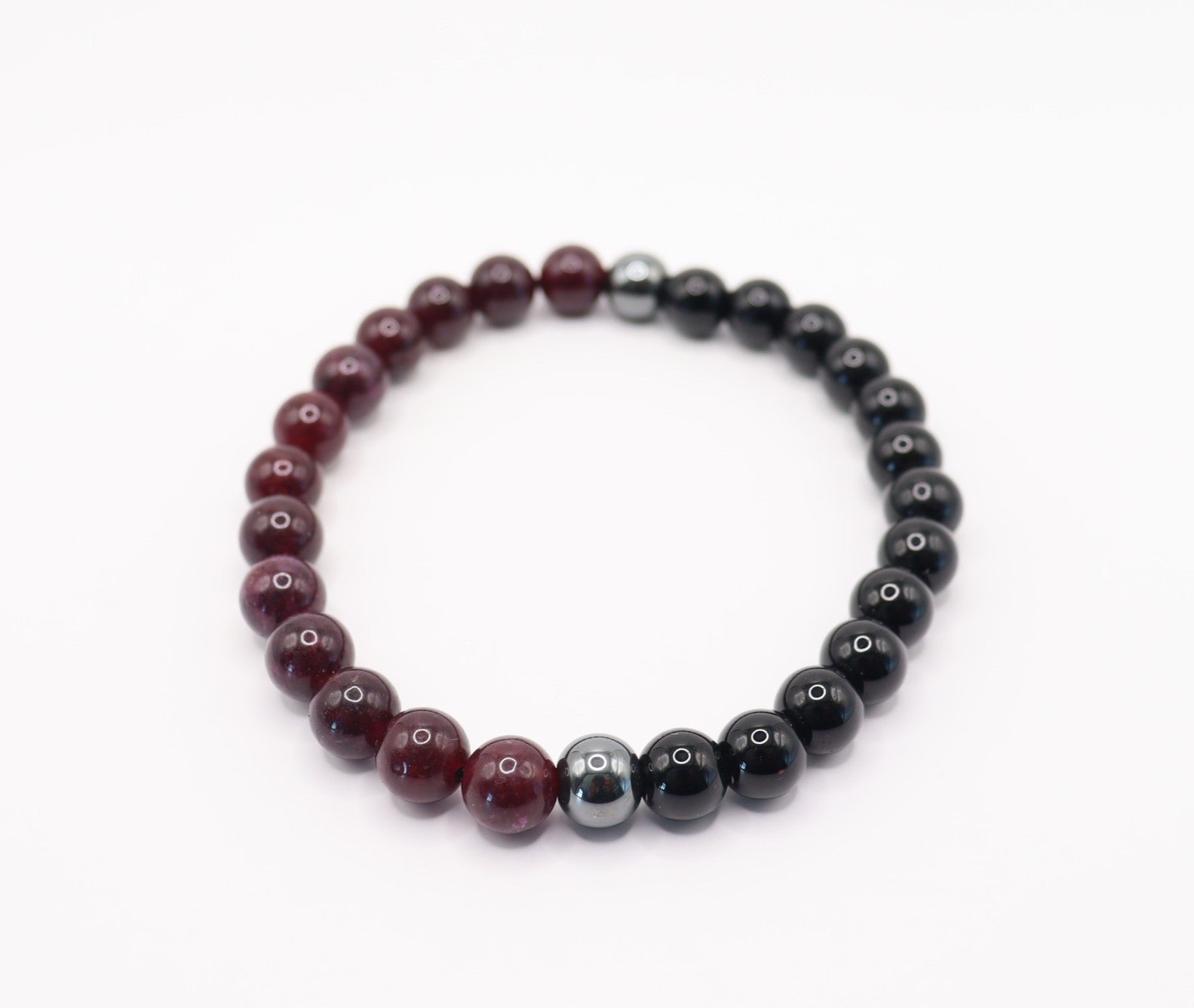 Red Garnet, Black Obsidian & Hematite Bracelet Mens