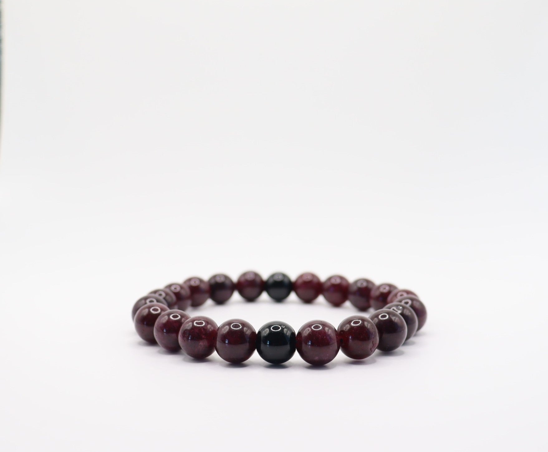 Red Garnet and Obsidian Bracelet for Strength and Vitality Mens