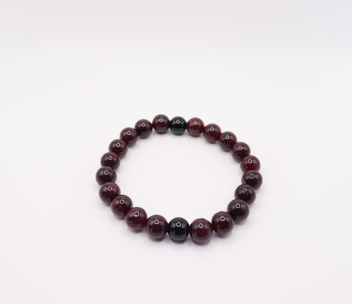 Red Garnet and Obsidian Bracelet for Strength and Vitality Mens