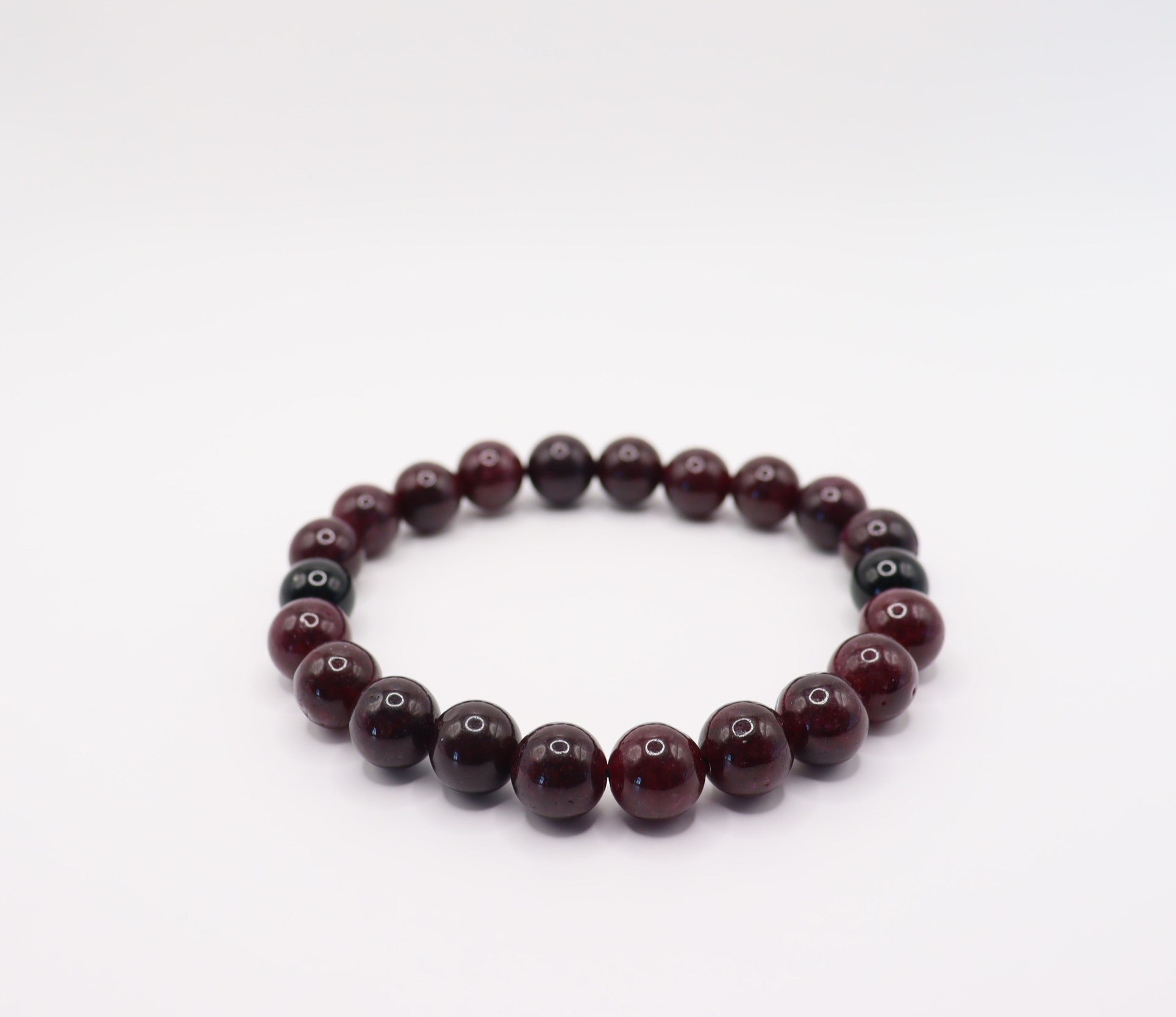 Red Garnet and Obsidian Bracelet for Strength and Vitality Mens